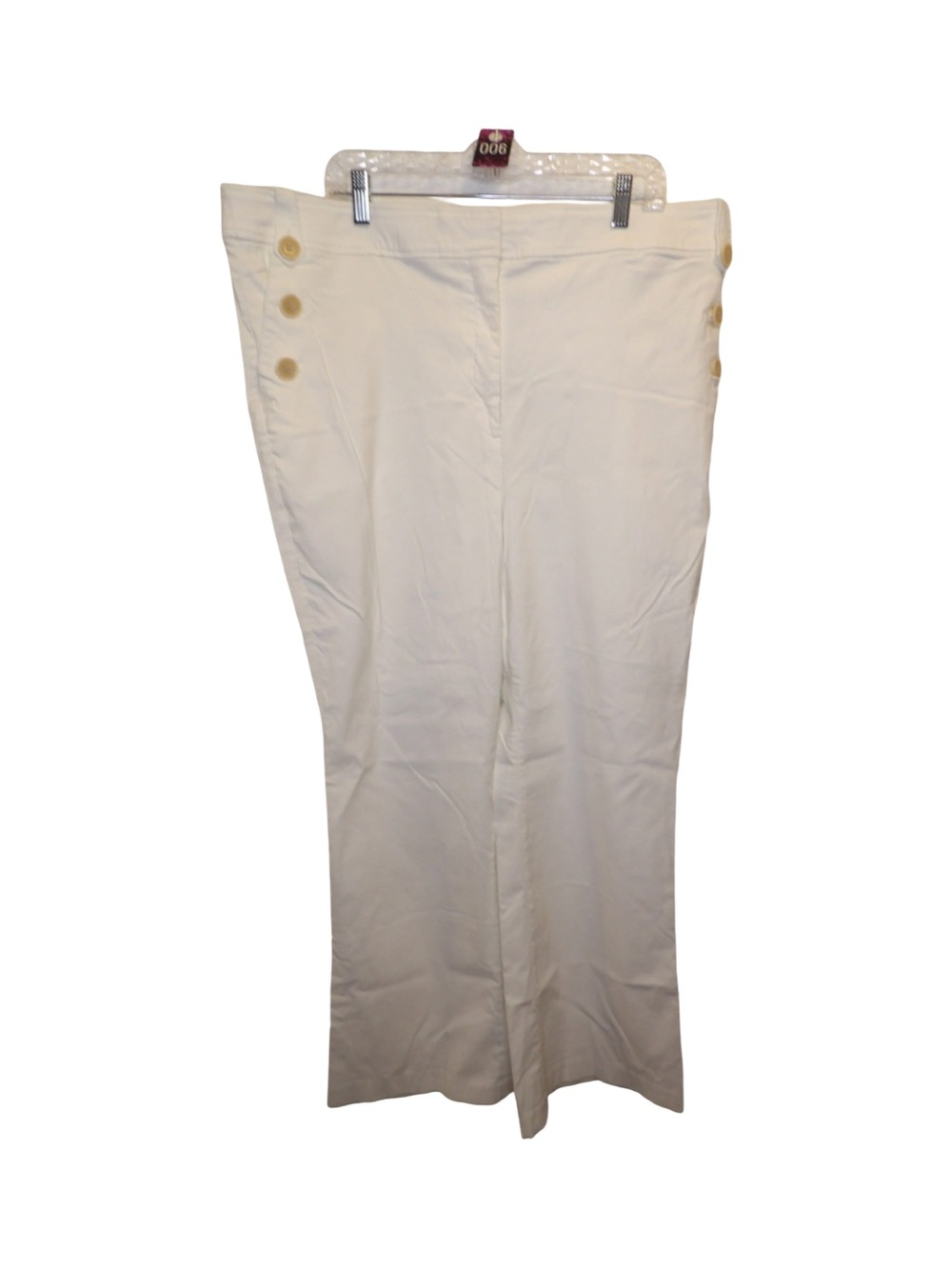 Lane Bryant White Side-Button Wide Leg Trousers